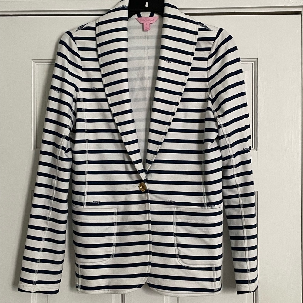 Lilly Pulitzer Blazer - Navy Blue & White stripe